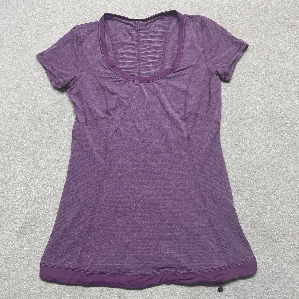 Lululemon Size 4 Purple Short Sleeve Scoop Neck Cinch Waist Shirt